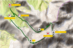 Image vue du haut sur le sentier puigmal avec le tracé du parcours